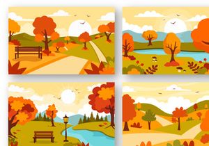 32 Autumn Landscape Background Illustration