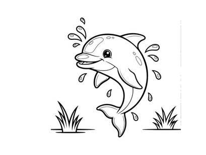 Cute cartoon dolphin jumping splashing water vector illustration