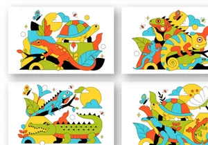 10 Reptile Animals Illustration