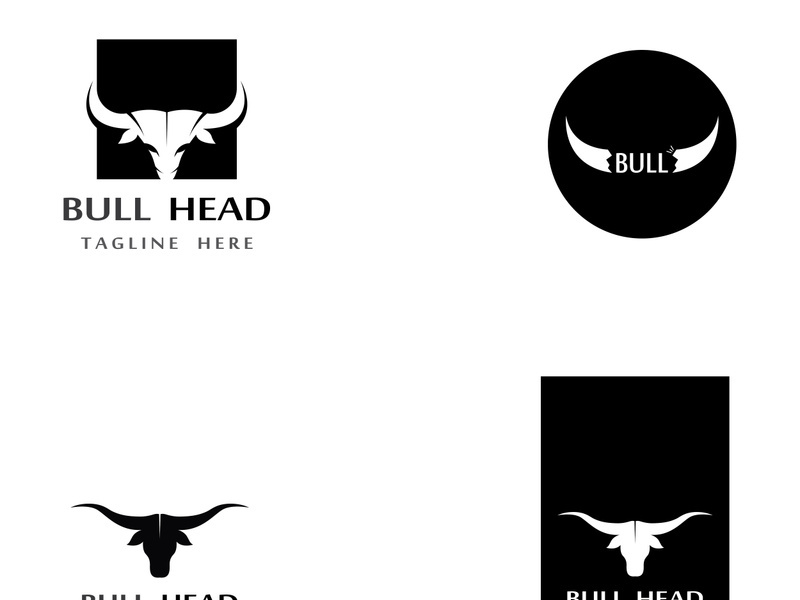 Retro vintage bull head horns logo design.