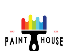 logo icon illustration house paint with a blend of brushes and rollers for house wall paint design, minimalist house, painting, interior, building, property business, wallpaper, vector concept