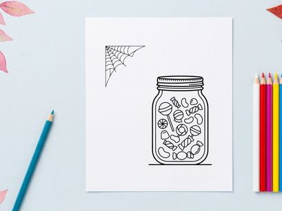 Hand-drawn jar filled with assorted pills and capsules. Sketch-style medicine container illustration for healthcare and wellness concepts.