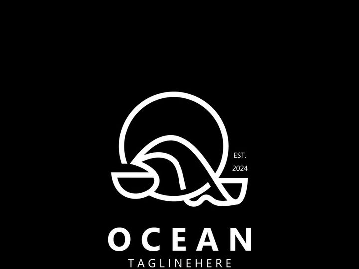 Minimalist ocean logo design with a round shape, ocean beach, sea water, simple, unique and modern