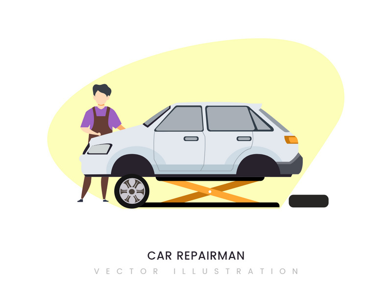 Car Repairman vector illustration