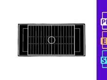 American football field diagram with yard lines and markings