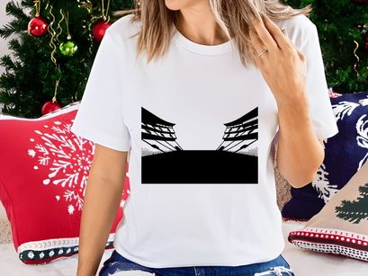 Symmetrical architecture with dark roofs and brick walls under white sky