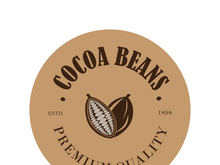 cocoa logo,cocoa bean,cocoa tree,cocoa branches and leaves,chocolate mix on white background,vintage,modern,simple,minimalist icon illustration template design vector