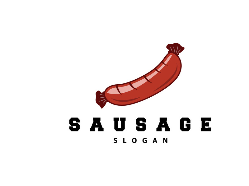 Sausage Logo, Vector Meat Fork and the Sausage Food, Restaurant Inspiration Design, Vintage Retro Rustic
