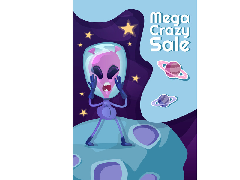 Mega crazy sale poster flat vector template