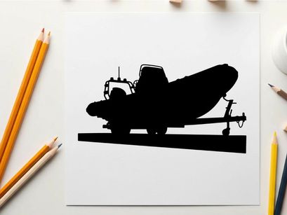 Silhouette of a vintage airplane on a trailer