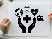 Hände schützen medizinische Versorgung globales Gesundheitskonzept Vektor