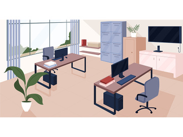 Coworking space flat color vector illustration preview picture