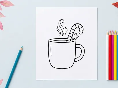 Caneca de Natal com ilustração de arte vetorial de pau de doce para design de cartão de felicitações