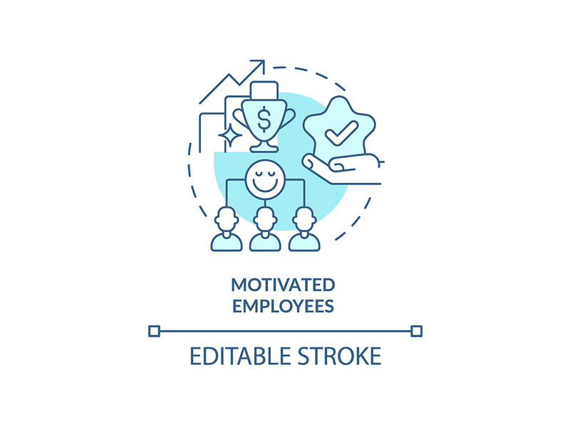 Motivated employees turquoise concept icon