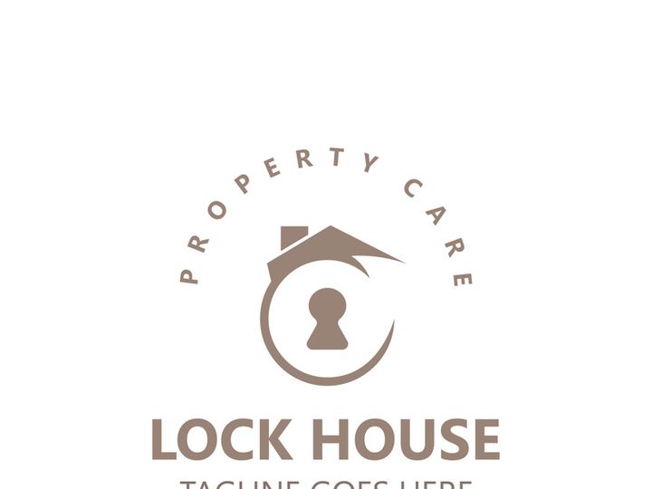 Lock House secure logo design, smart key home vector concept template