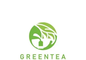 Green tea leaf modern logo minimal geometric line style simple