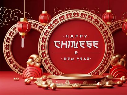 PSD 3d rendaring realistic chinese new year background bundles