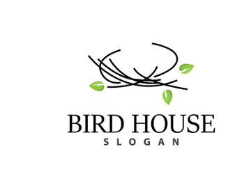 Bird Nest Logo, Bird House Shelter Vector preview picture