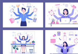 17 Multitasking Business Woman or Man Illustration