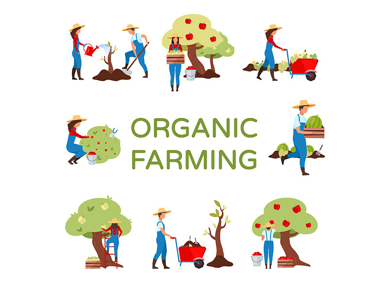 Organic farming flat vector concept illustration