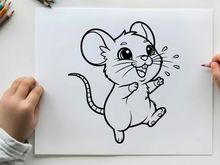 Cute happy mouse running splash vector illustration