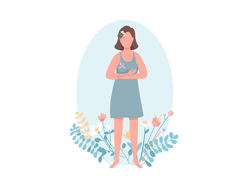 Breast cancer survivor flat color vector faceless character