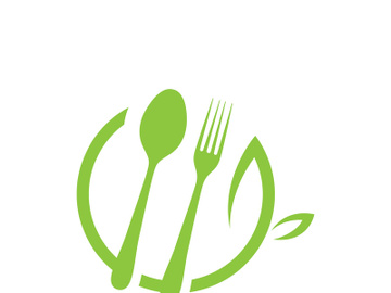 Green heeathy food with Spoon   Fork Logo preview picture