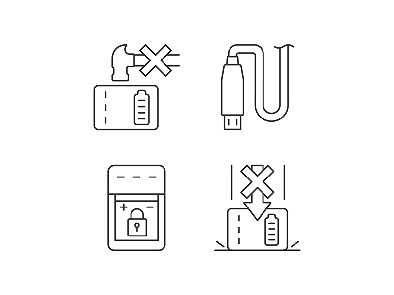 Powerbank for gadget user linear manual label icons set