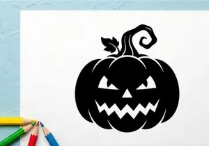 Halloween Pumpkin Jack-o'-Lantern with Spooky Face for Fall Decor