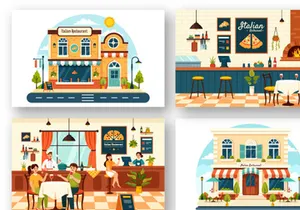 10 Italian Food Restaurant Illustration