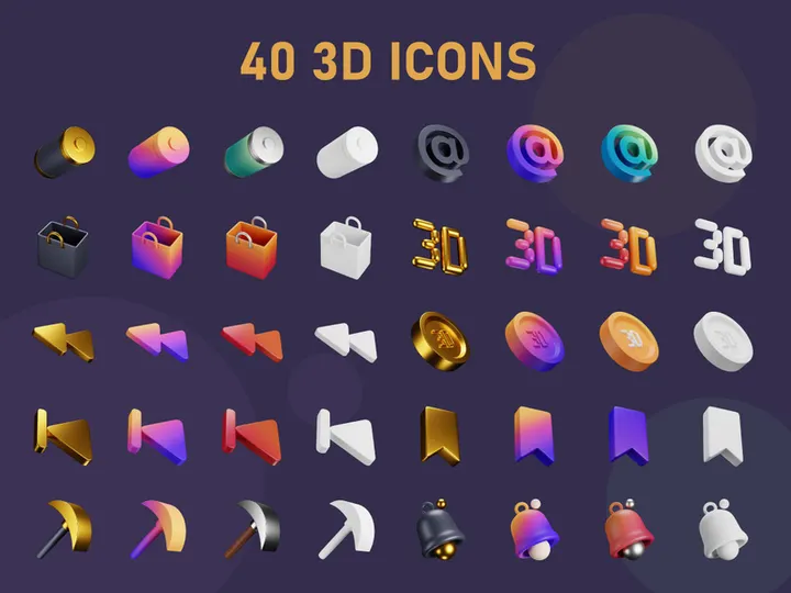 3D Interface rendering Icons