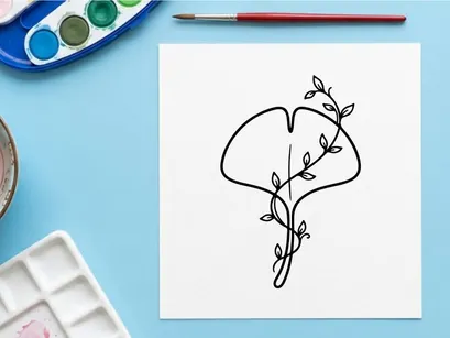 Minimalist line art of a delicate plant. Elegant botanical illustration for design projects.