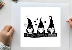 Three gnomes in silhouette with stars and mystical ambiance silhouette