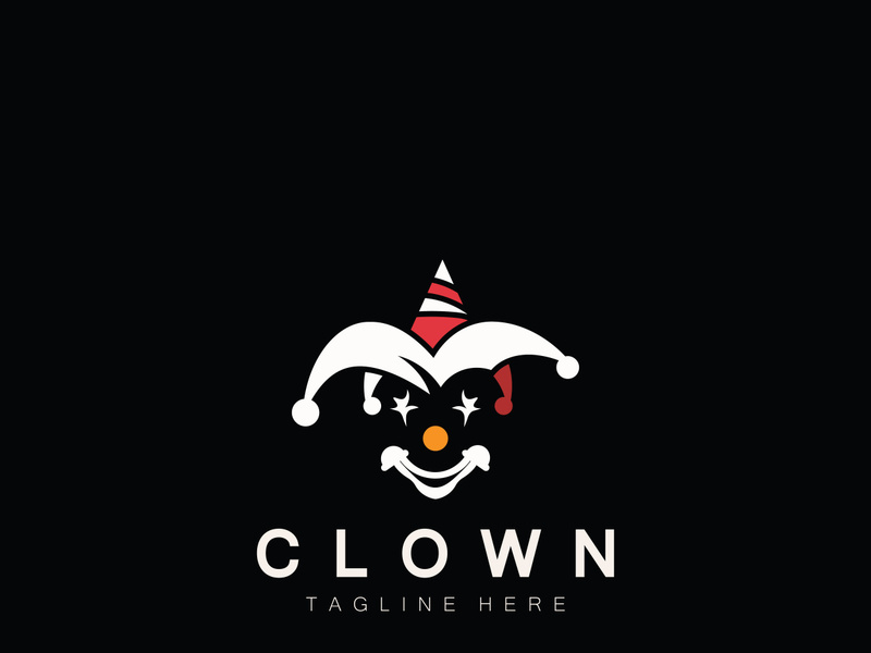 Clown head face logo jester minimalist joker design