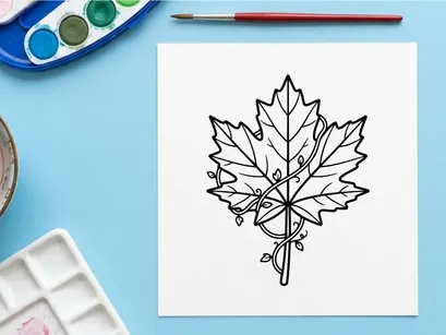 Stilisierte Ahornblatt-Illustration. Künstlerische botanische Zeichnung für Designprojekte.