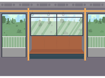 Empty public train flat color vector illustration preview picture