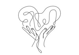 Heart Shaped Hands One Continuous Line Drawing