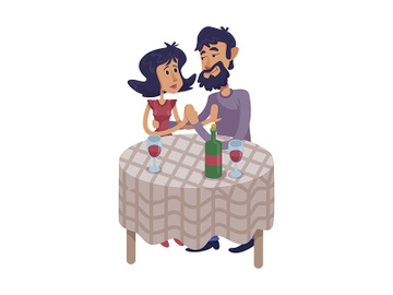 Couple sitting at table flat cartoon vector illustration preview picture