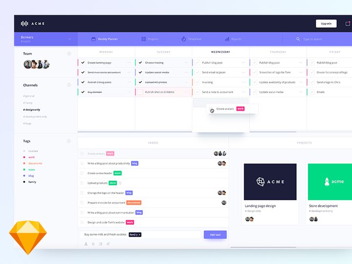 Weekly planner dashboard [Sketch]