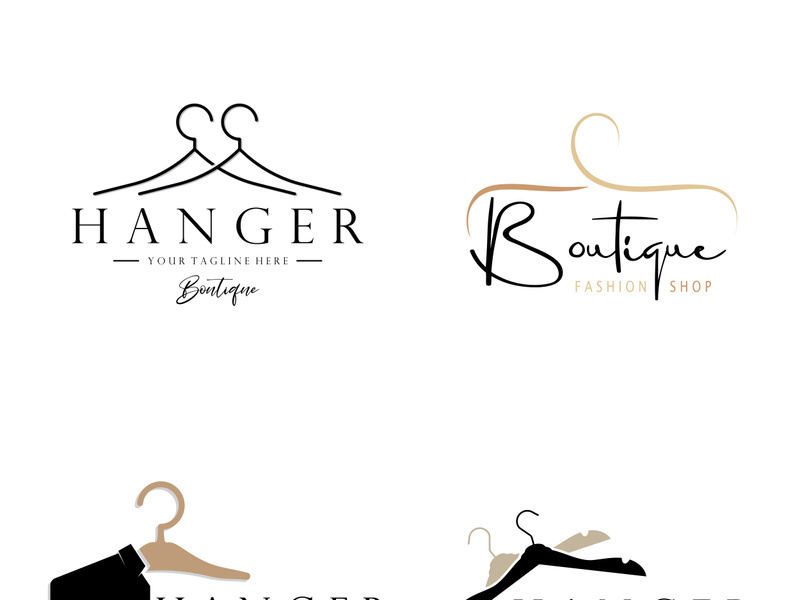 Simple clothes hanger logo details with creative design.for business, boutique, fashion, lifestyle, beauty, wardrobe, wedding dress, clothing store