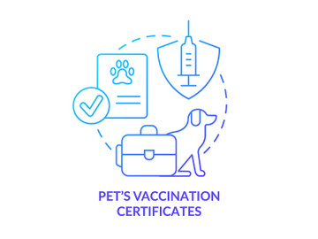 Pets vaccination certificate blue gradient concept icon preview picture