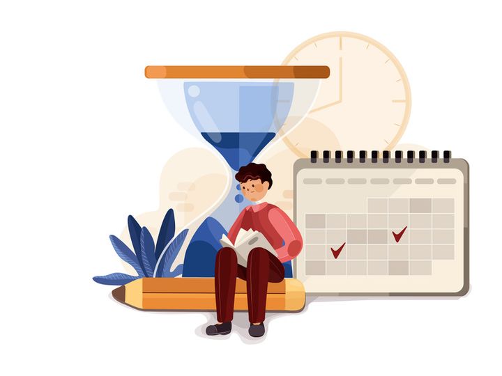 Businessman doing time management