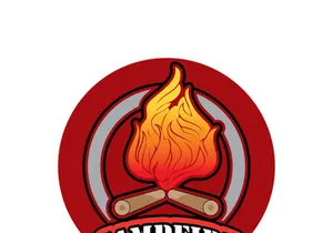 Bonfire Campfire Camp Fire place wood flame vintage retro logo design