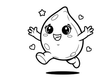 Cute happy moon character waving with stars vector illustration preview picture