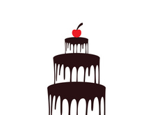 Sweet cake template logo design vector illustration of silhouette with cherries