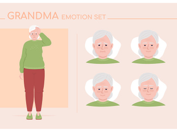 Concerned old woman semi flat color character emotions set preview picture