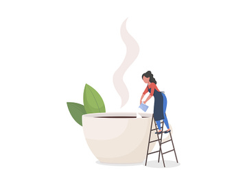 Serving latte at coffee shop flat concept vector illustration preview picture