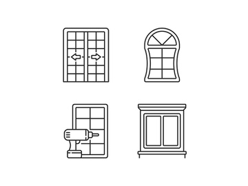 Replacement door opportunity linear icons set preview picture