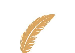 Feather quill design icon and logo illustration classic stationery