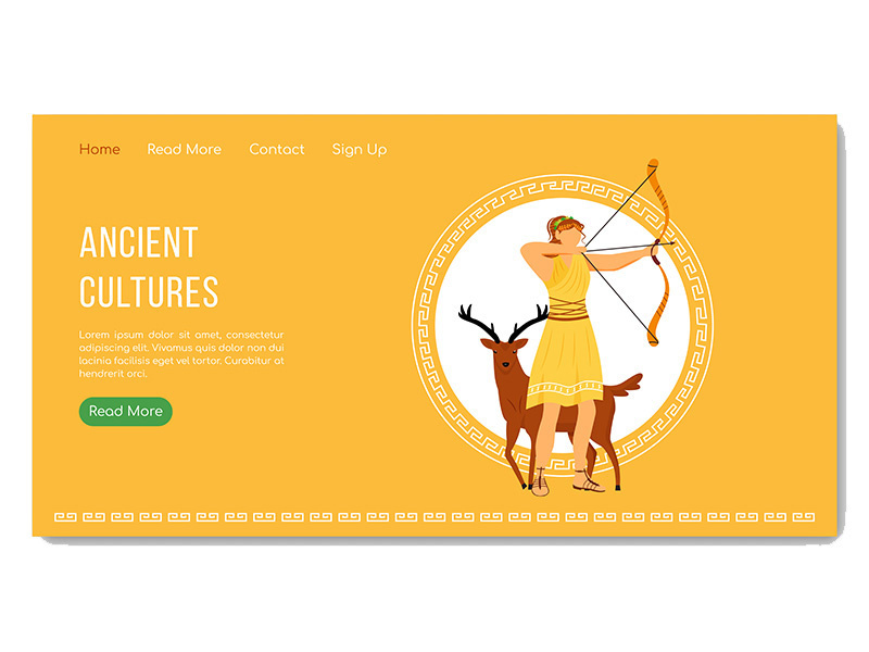 Ancient cultures landing page vector template